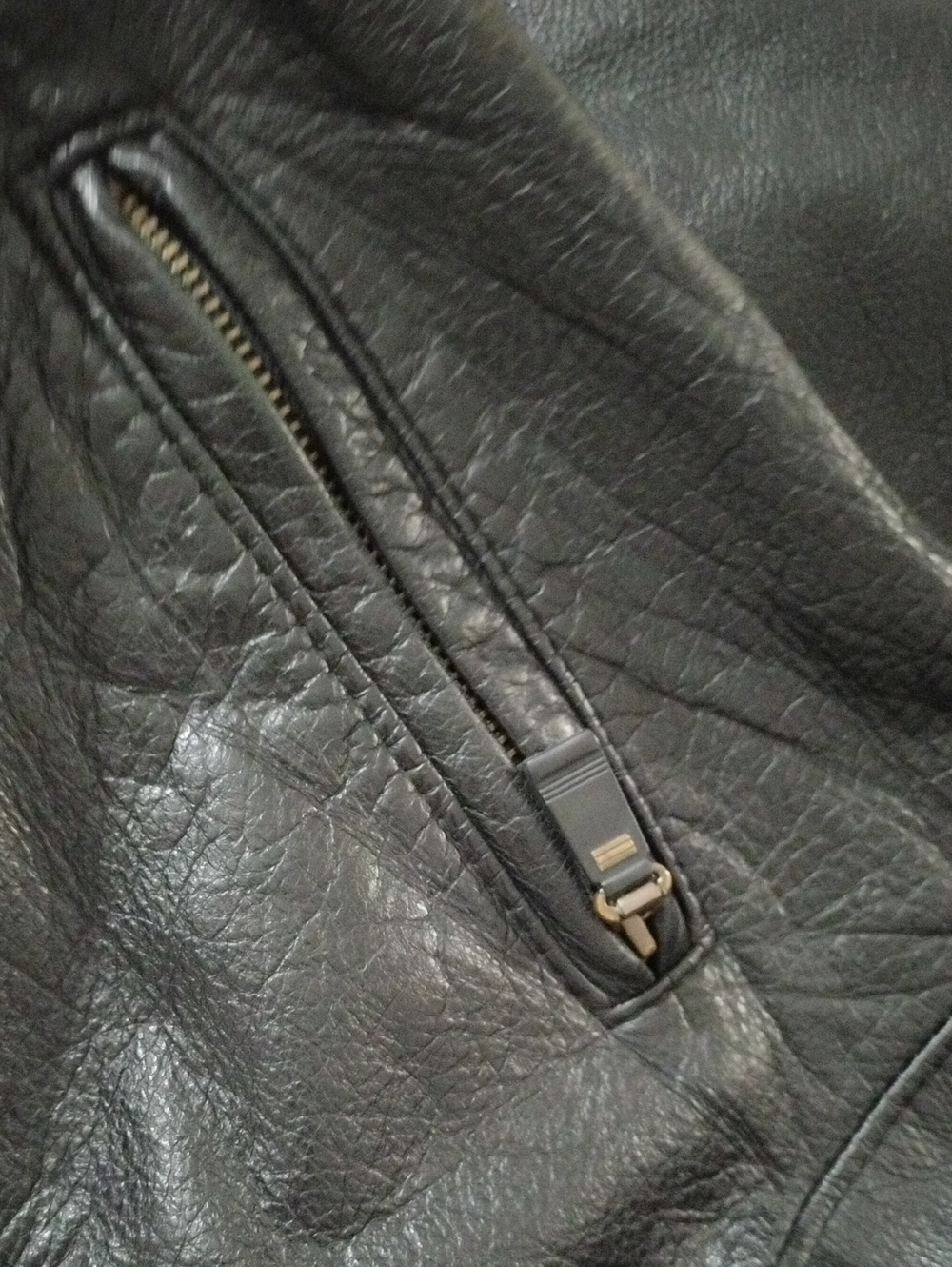 Men's Black Leather Jacket - Classic Zip Pocket Style